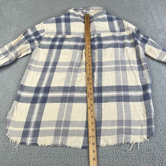 RSQ Tilly's Flannel Shirt Women M Gray Plaid Flannel 100% Cotton Pocket Raw Hem - Picture 7 of 10